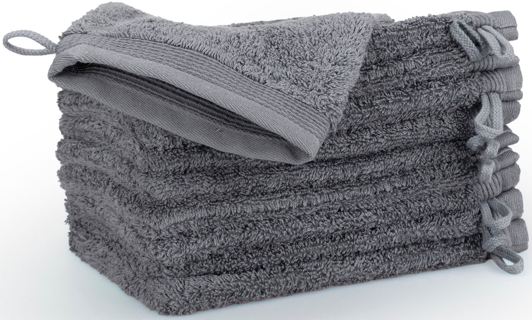 Möve Waschhandschuh Superwuschel, (Set, 10-St), Waschhandschuh Set mit Bordüre, 100% Premium Cotton Baumwolle, weich