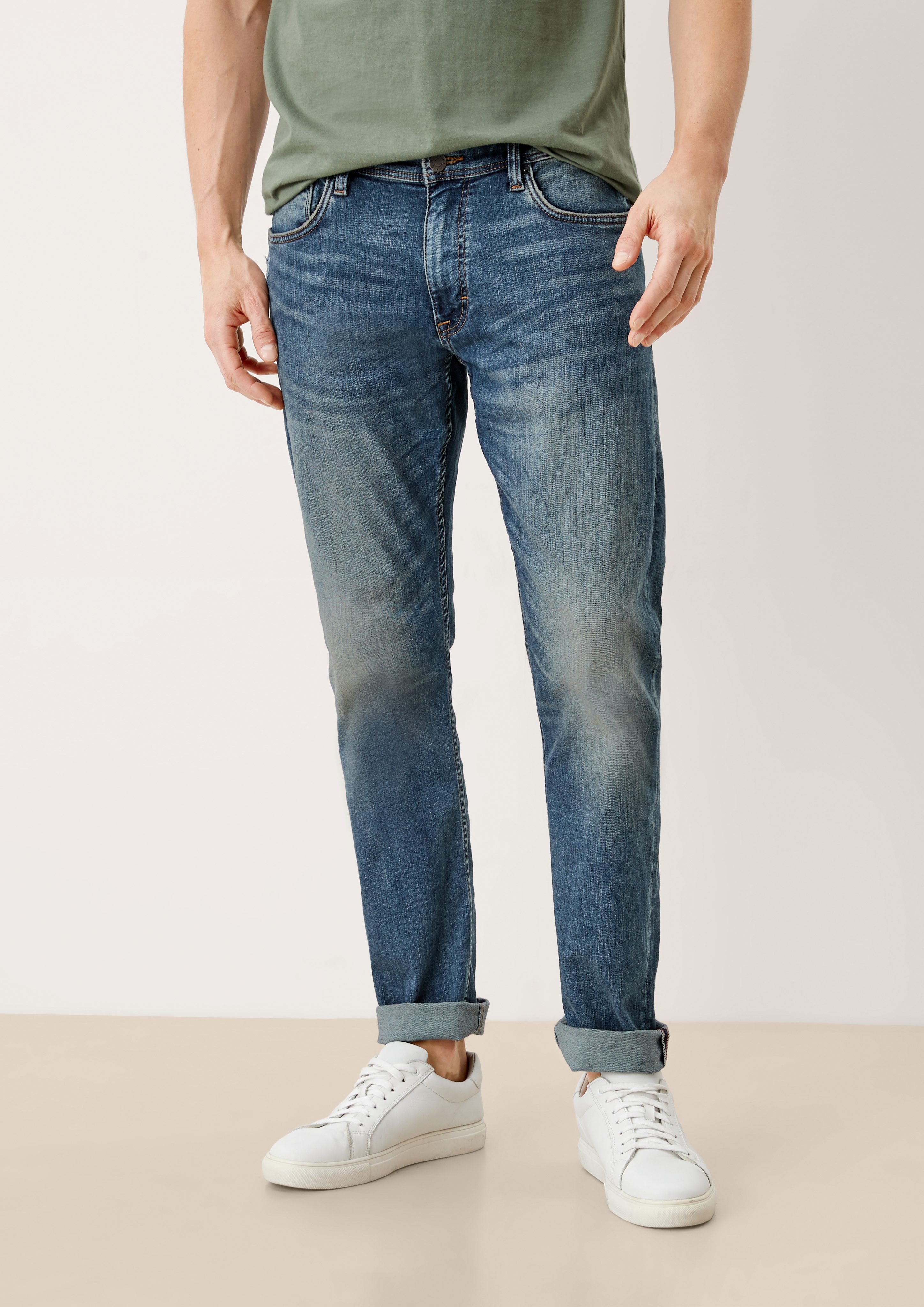 s.Oliver 5-Pocket-Jeans Slim light Fit Jeans Mid blue / Destroyes, Leg / Rise Keith / Waschung sretche Slim