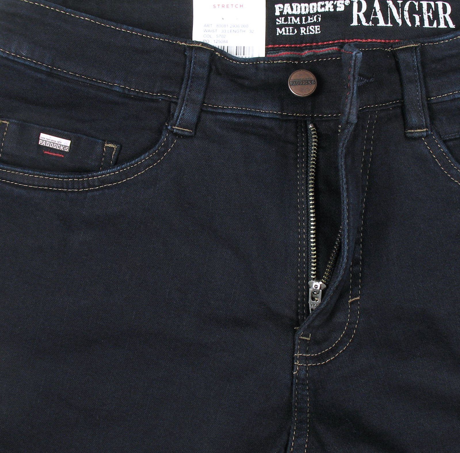 Stretch rinse Denim Motion Comfort black Paddock's 5-Pocket-Jeans & blue Ranger