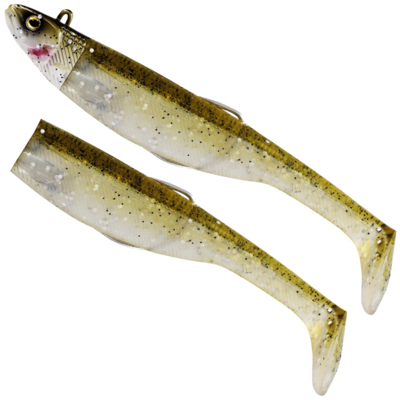 Kunstköder Westin Magic Minnow Jig 15cm 52g - 1 Jigkopf + 2 Gummifische