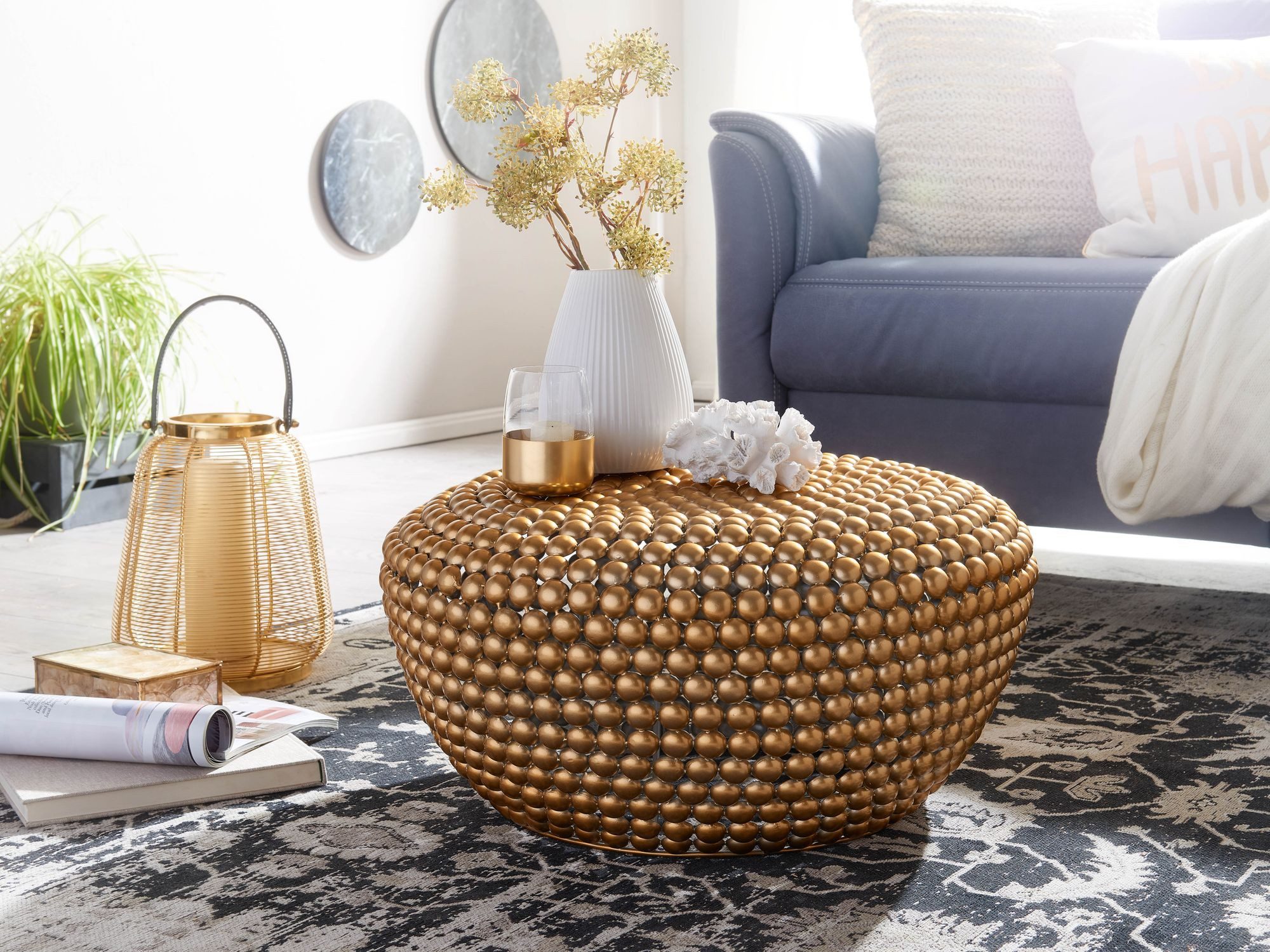 FINEBUY Couchtisch FB30291 Sofatisch Metall 60x60x35 cm Wohnzimmertisch Run günstig online kaufen