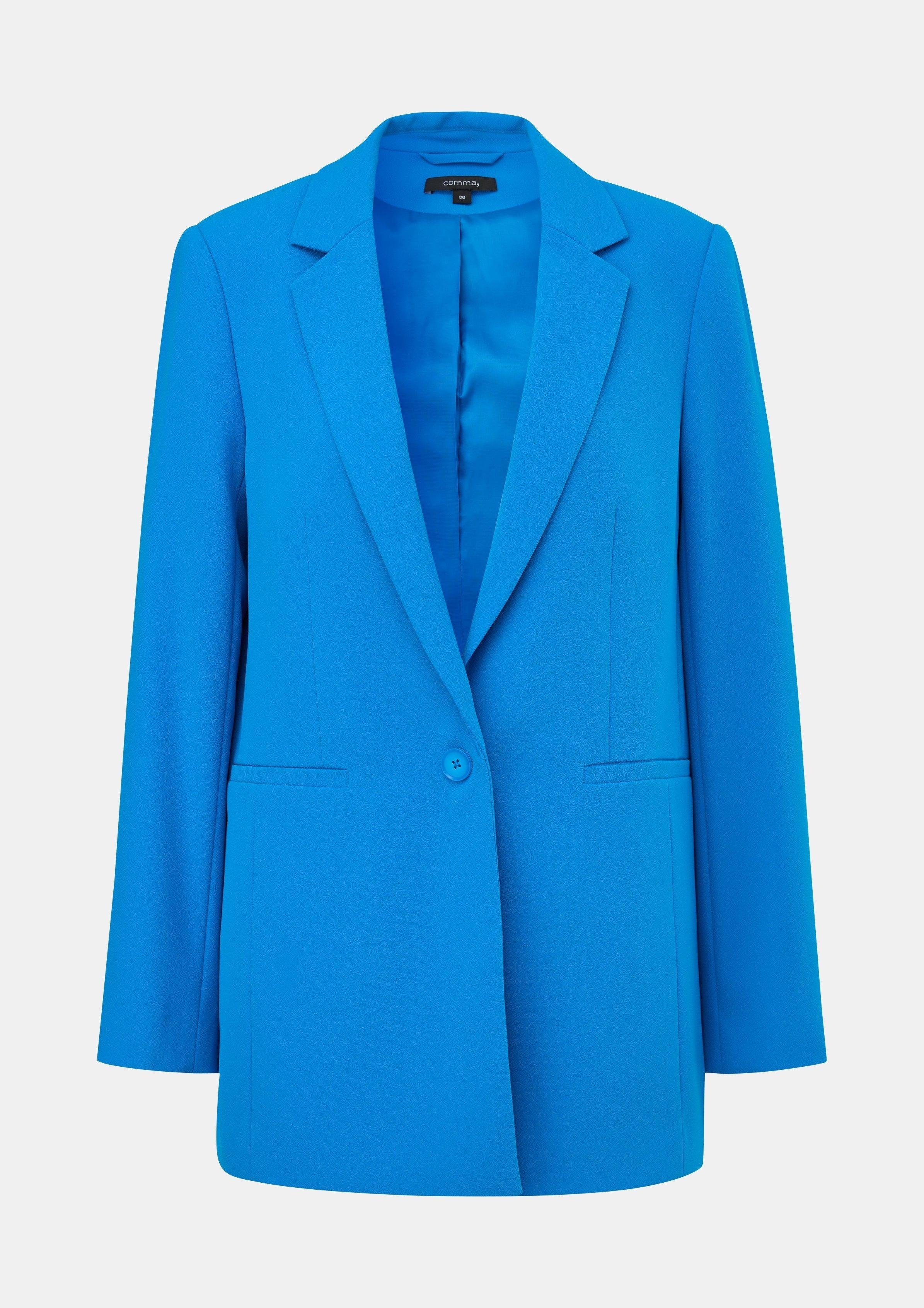 Longblazer blau Blusenblazer Crêpe Comma aus