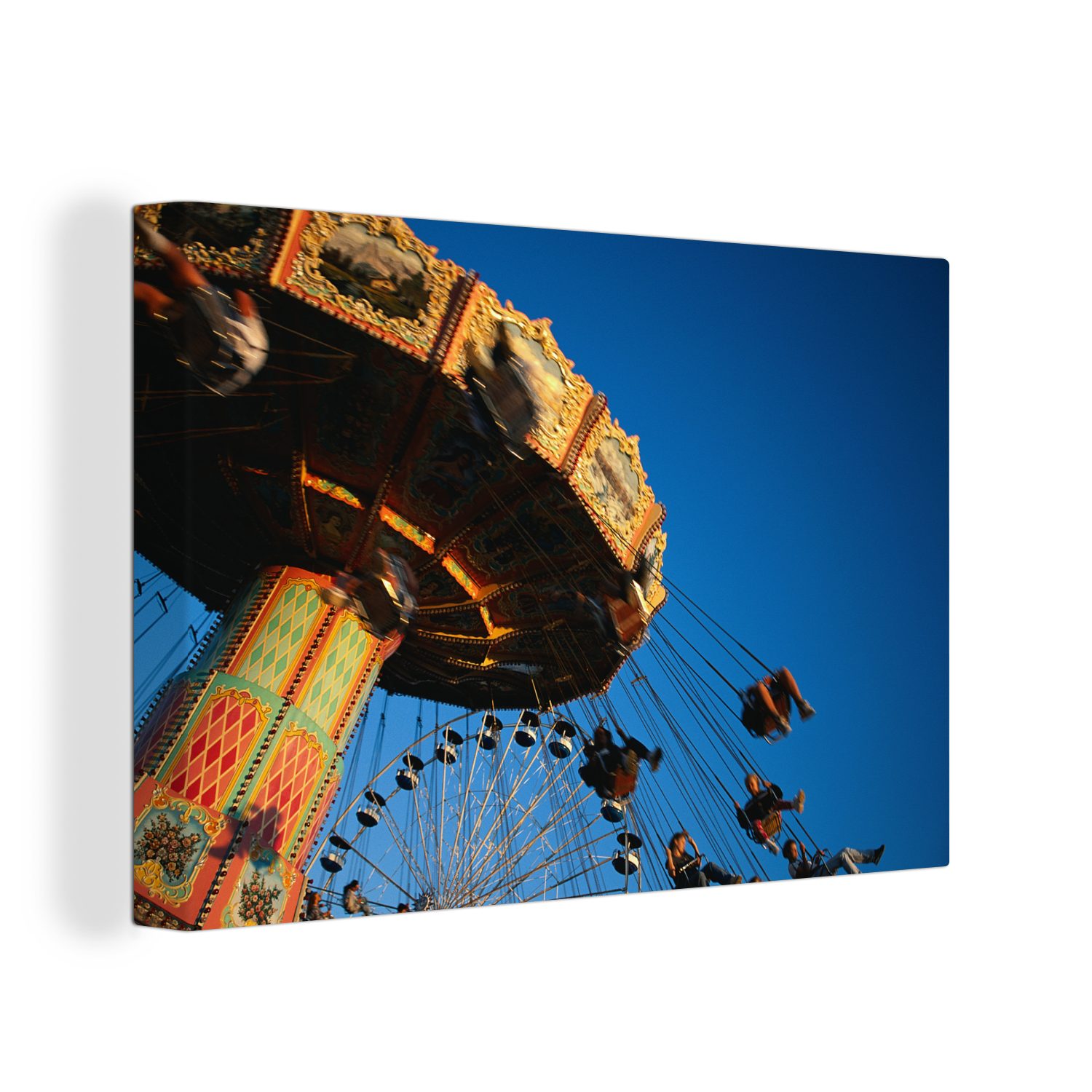 OneMillionCanvasses® Leinwandbild Traditionelles Karussell auf dem Jahrmarkt, (1 St), Wandbild Leinwandbilder, Aufhängefertig, Wanddeko, 30x20 cm