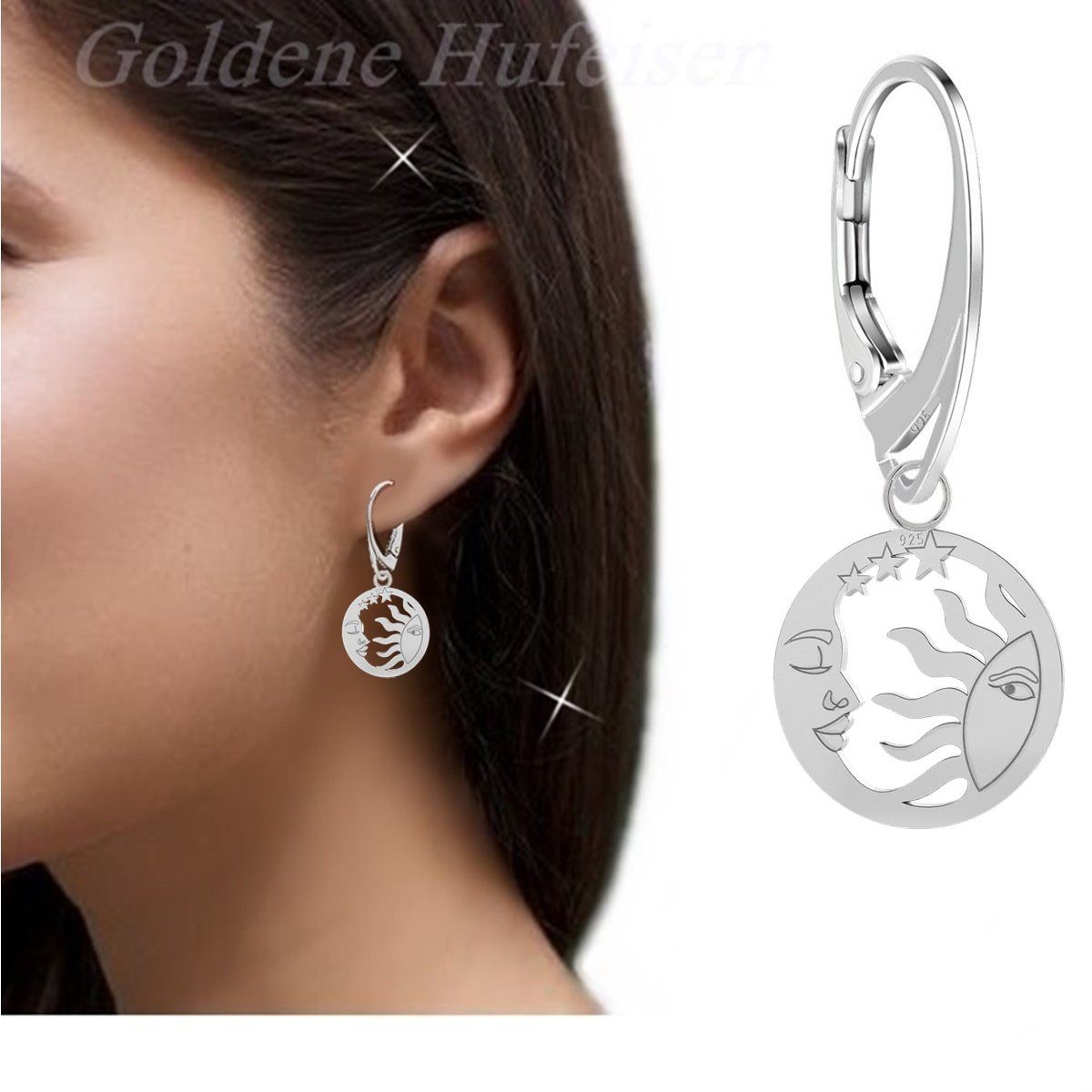 Goldene Hufeisen Paar Ohrhänger Sonne Mond günstig online kaufen