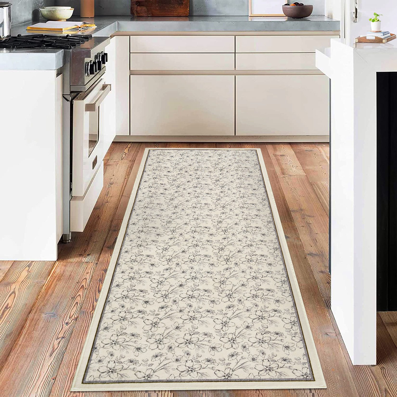 GarveeMore Teppich Wohnzimmerteppiche Vintage Blumen Kurzflor günstig online kaufen