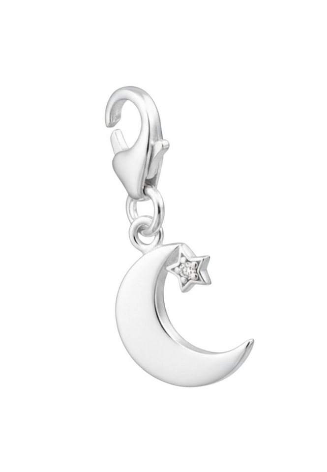 Diademita Kettenanhänger Silberner Halbmond Clip-Anhänger mit Zirkonia (Set)