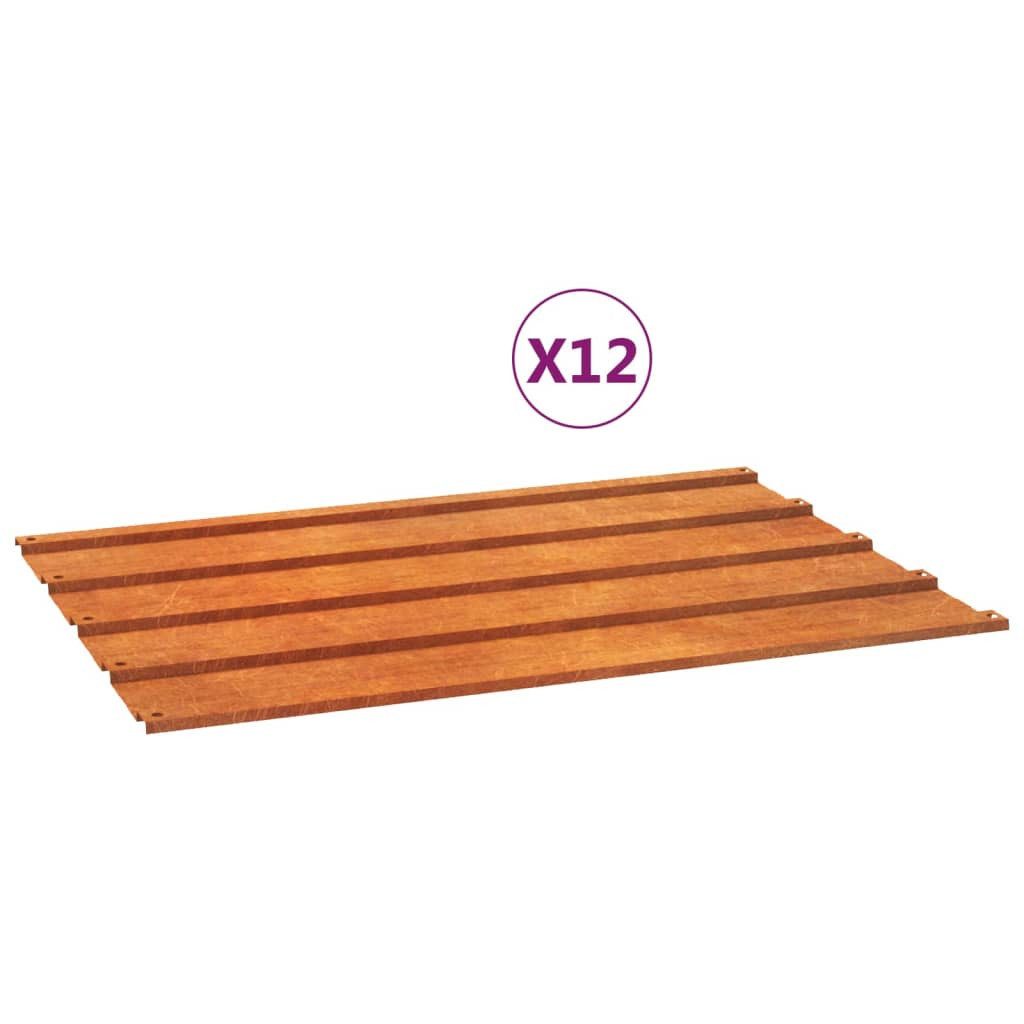 vidaXL Wellblech, Dachplatten 12 Stk. Rostig 60x44 cm Cortenstahl