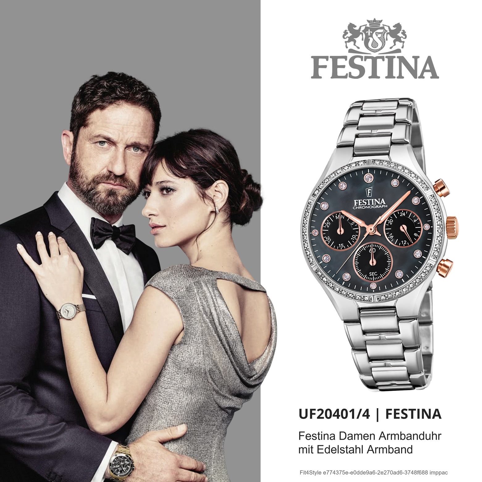 Festina Chronograph Festina Damen Uhr F20401/4 Edelstahl, (Chronograph), Damen Armbanduhr rund, Edelstahlarmband silber