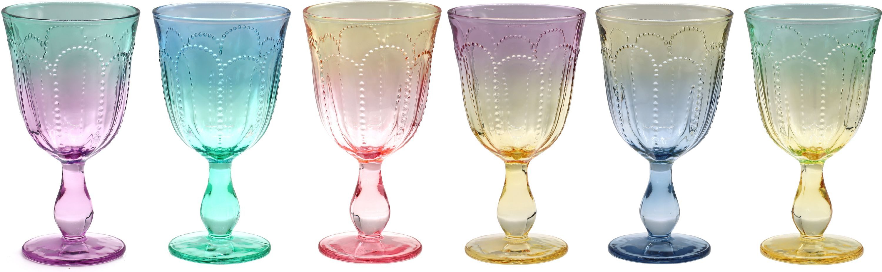 FURNARO Gläser-Set, GLAS, Mehrfarbiger Ombre Farbverlauf