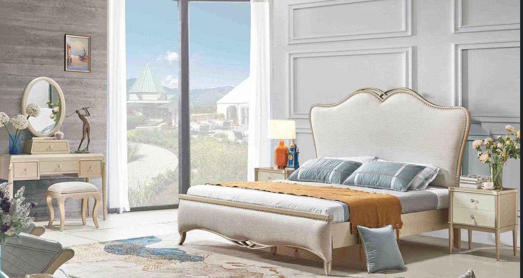 JVmoebel Bett, Bett Polster Design Luxus Doppel Betten Weiß 180x200cm Schlafzimmer