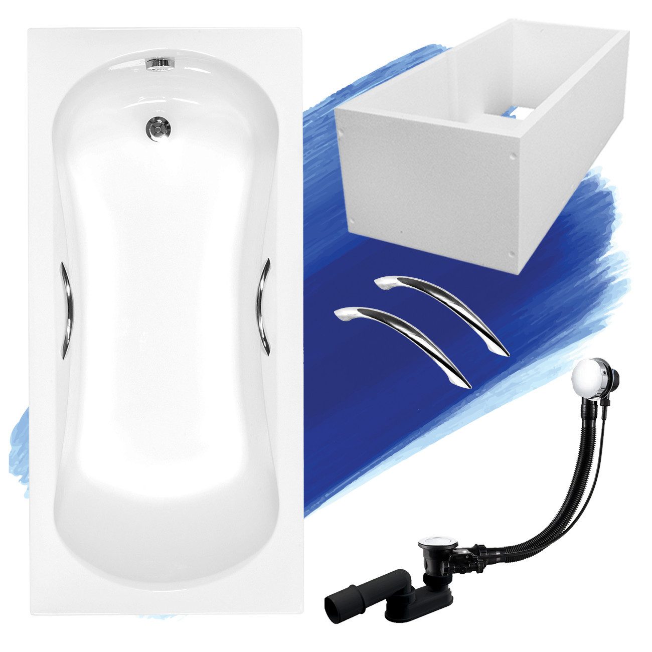 KOLMAN Badewanne Rechteck Aria 130x70, Ablaufgarnitur günstig online kaufen