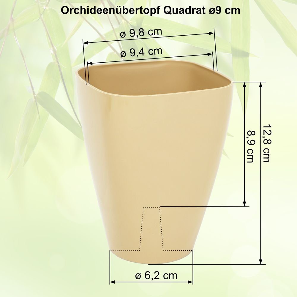 Pflanzgefäß wetterfestes Blumenkübel - - - Pflanzentopf cm - Kübel - Heimwerkercenter 3 Übertopf Quadrat Stück beige - - Orchideen-Übertopf ø9 MePla UV-beständiger