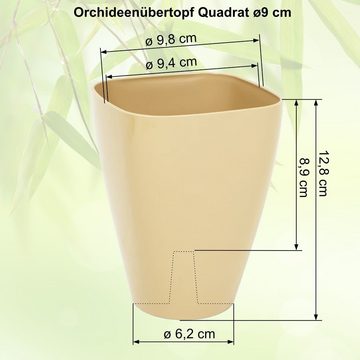 Heimwerkercenter Übertopf MePla - 3 Stück Orchideen-Übertopf Quadrat - wetterfestes Pflanzgefäß - UV-beständiger Blumenkübel - Pflanzentopf - Kübel - ø9 cm - fuchsia