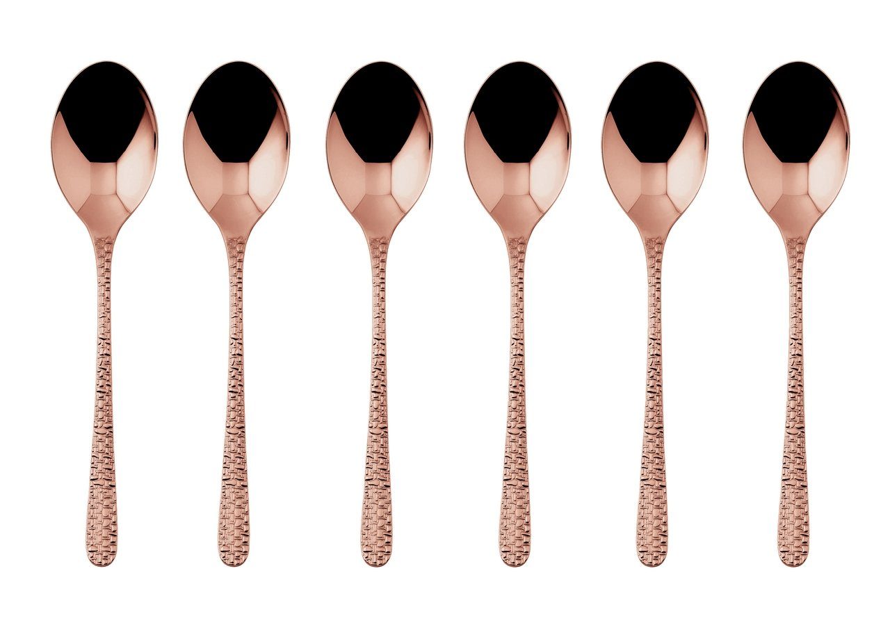 sambonet Besteck-Set Venezia Edelstahl/PVD Kupfer Mokkalöffel Set 6, Edelstahl rostfrei, Besteck-Sets