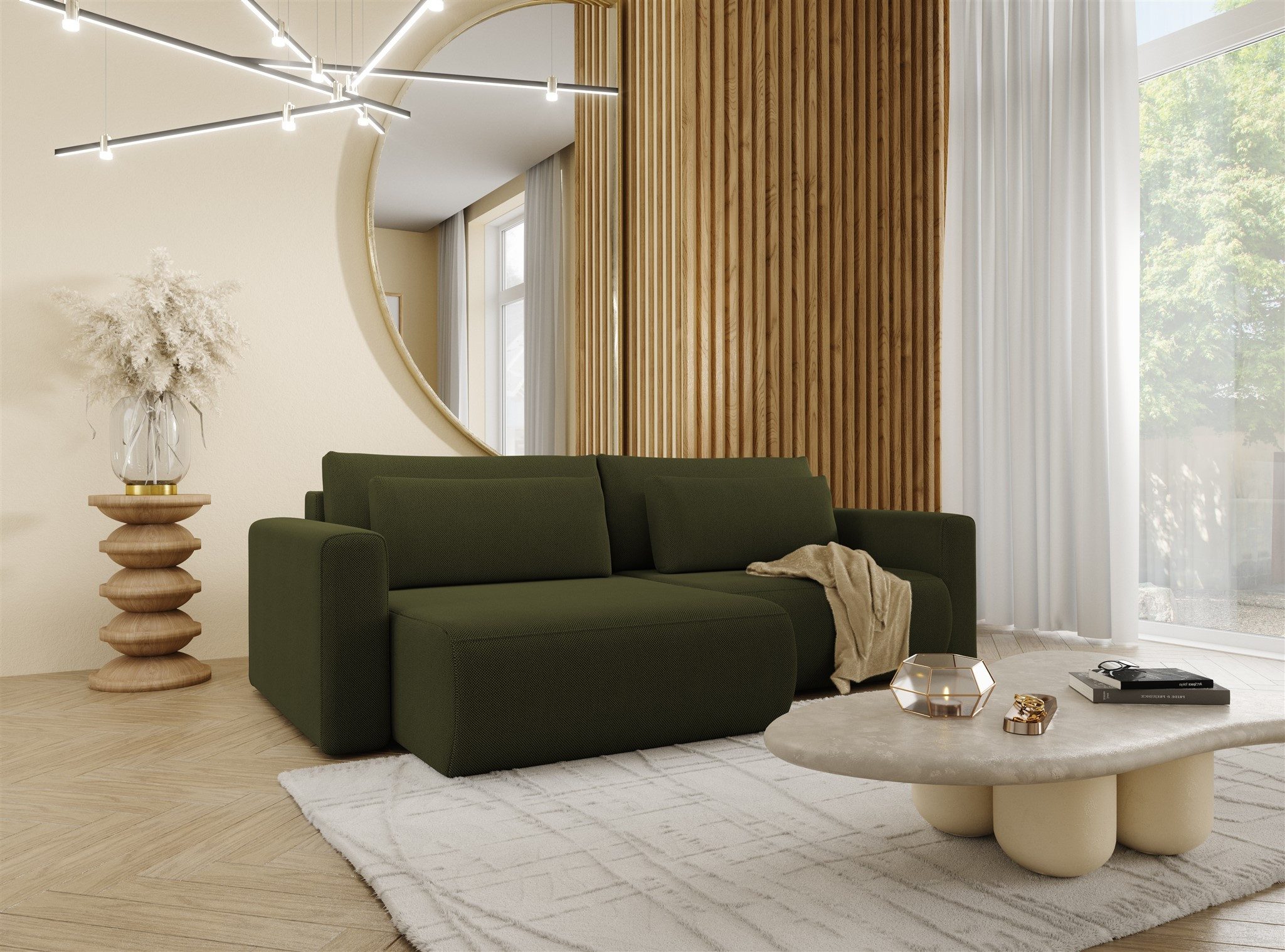 Fun Möbel Ecksofa Schlafsofa Sofa CHAIRA in Stoff Curio, Ottomane Links oder Rechts, Rundumbezug