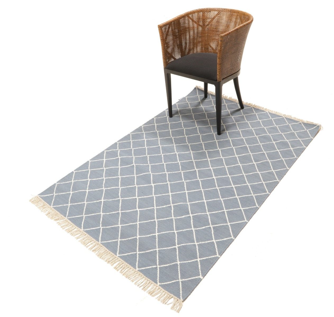 Carpet Avenue Teppich Kelim Dhorri Box- Blau 180x120, Rechteck, Höhe: 4 mm
