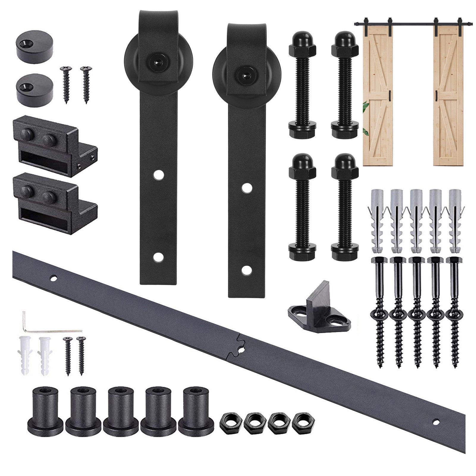 Führungsschienenverbinder 150kg Tragfähigkeit Scheunentor Track Kit mit 200cm Schiebetür Schiene