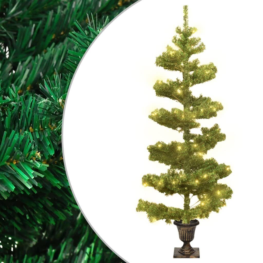 vidaXL LED Baum Spiral-Weihnachtsbaum mit Topf und LEDs Grün 120 cm PVC