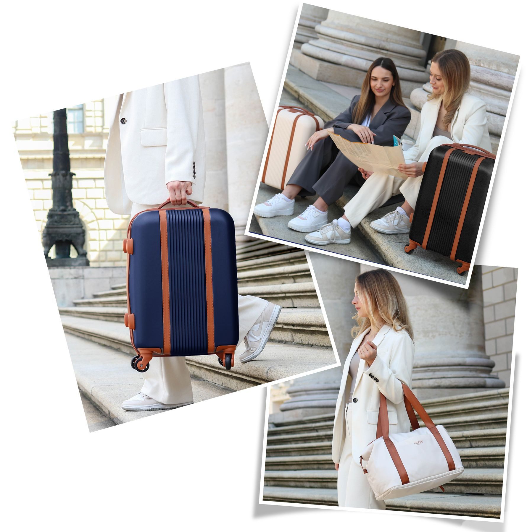 FERGÉ Kofferset Hartschale 5-teilig Koffer Set Reisegepäck MILANO, 4 Rollen, (5er Kofferset stabil und leicht mit Zahlenschloß, 5 tlg., Trolley Set 5 Größen Handgepäck Koffer M XL Reisetasche Kulturtasche), 5er Gepäckset, Premium Rollkoffer 4 Rollen, Reisetasche, Kulturtasche