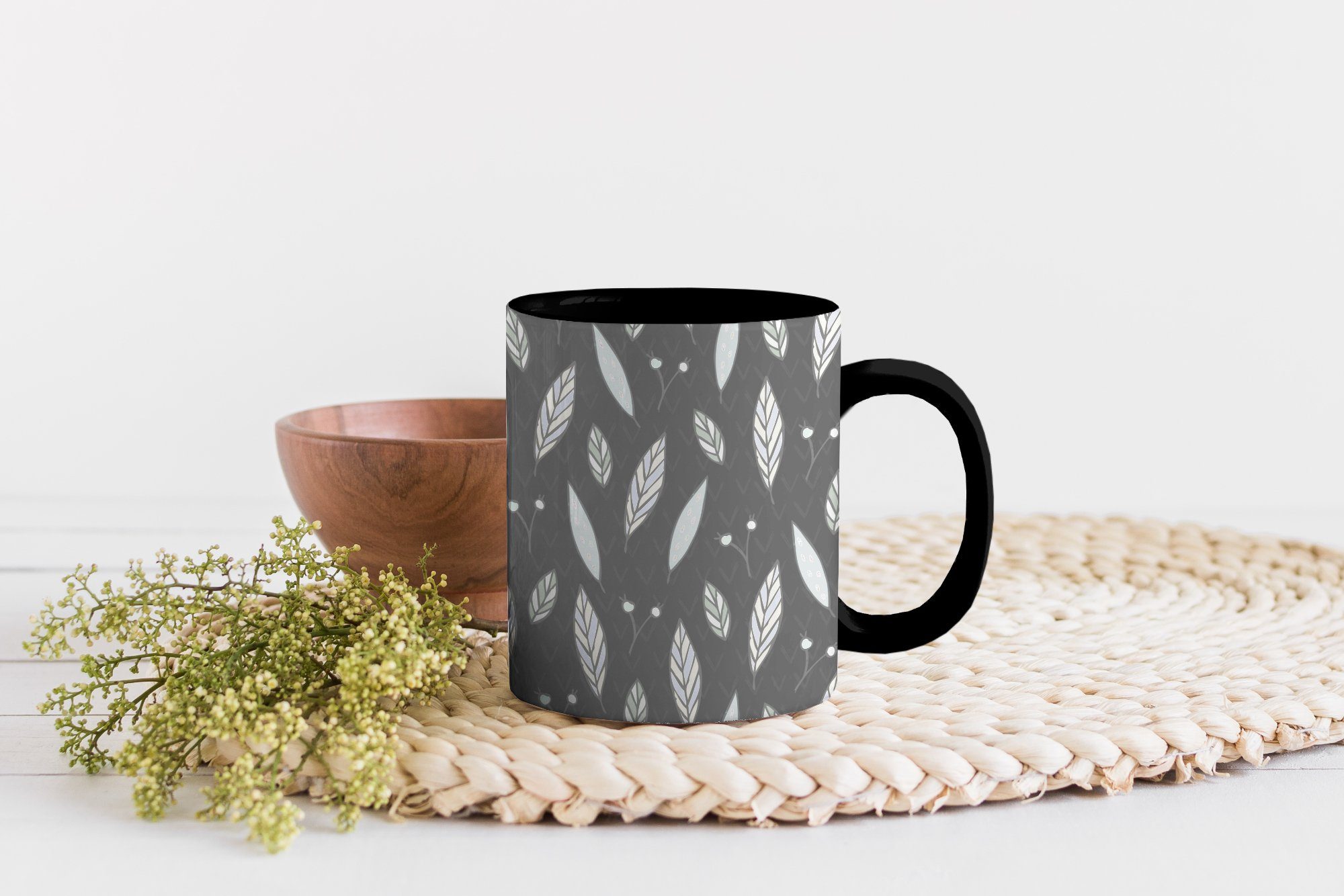Geschenk Keramik, Zaubertasse, Teetasse, Natur, MuchoWow - Blätter - Muster Kaffeetassen, Farbwechsel, Tasse