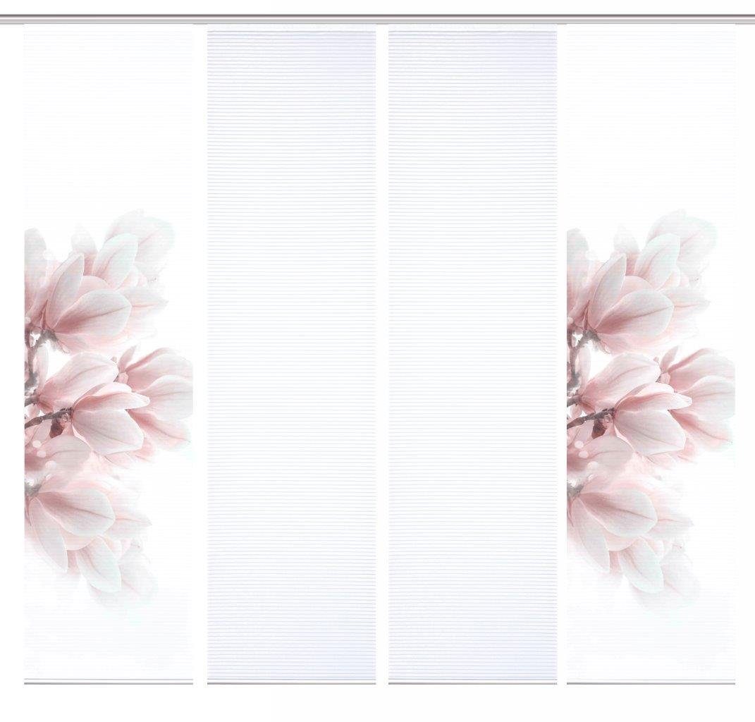 HOME WOHNIDEEN Schiebegardine 84105 MORIGA Schiebegardine, recyc. Polyester 245x60 cm, Bambusoptik (4 St), Paneelwagen, transparent, Polyester (recycelt) Polyester