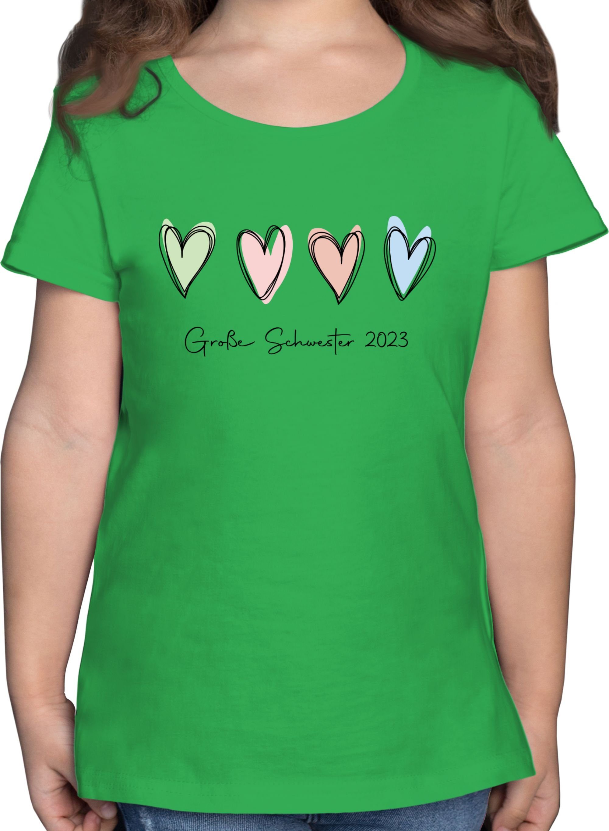 Shirtracer T-Shirt Große Schwester 2023 1 Große Big Grün Schwester Sister