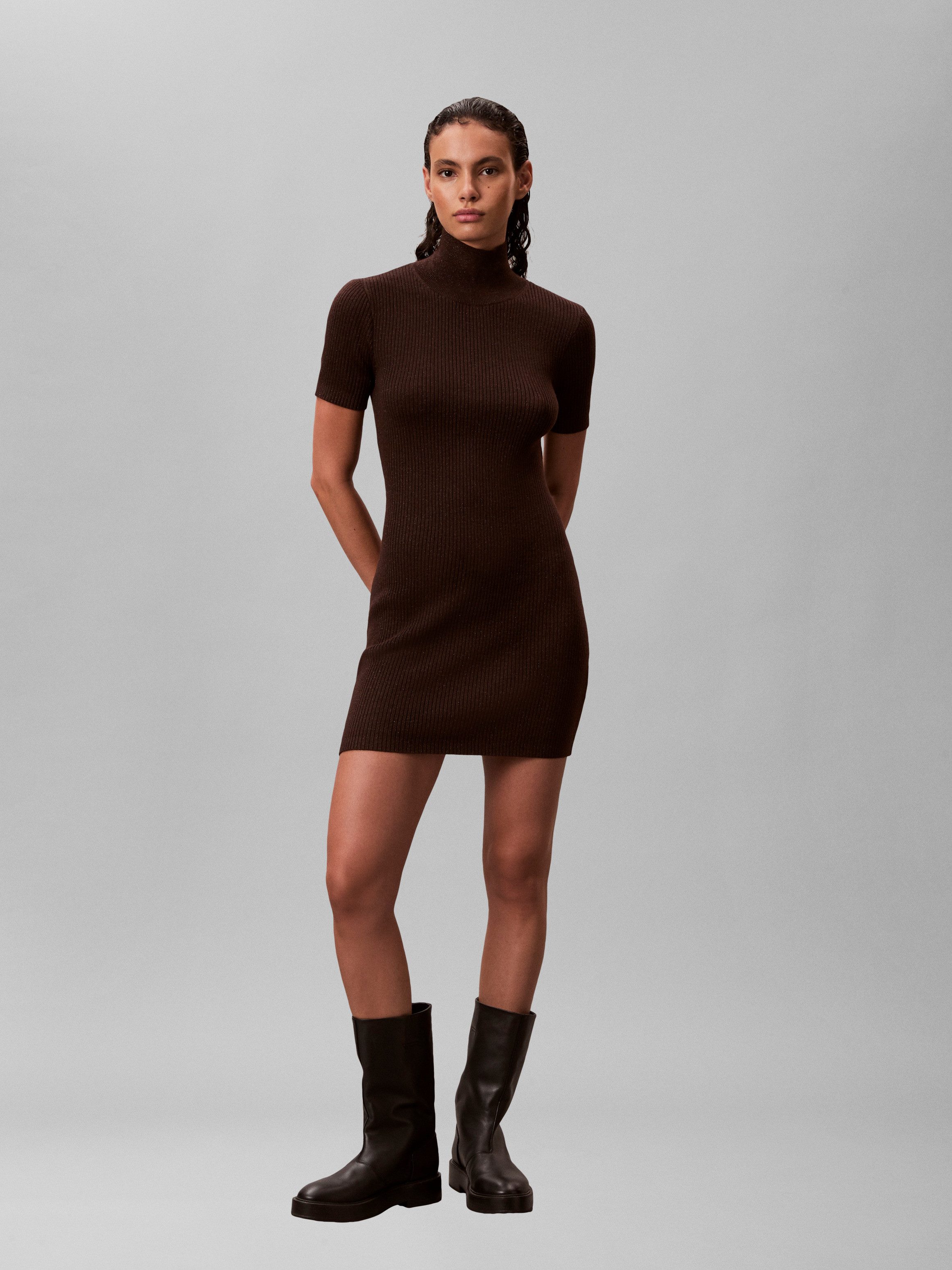 Calvin Klein Jeans Minikleid Figurbetonte Passform mit Stehkragen