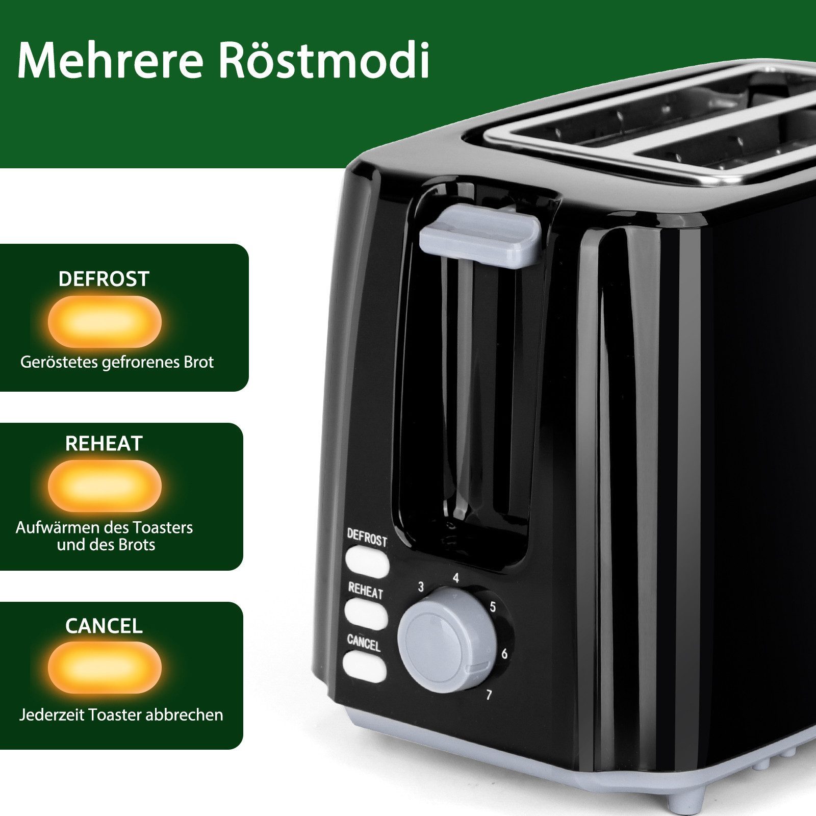 Aigostar Frühstücks-Set Edelstahl Wasserkocher 1,7L / 2-Scheiben Langschlitz Toaster, Schwarz, Elegantes Design & starke Leistung, Komfortabel im Alltag – Bild 3 von 5