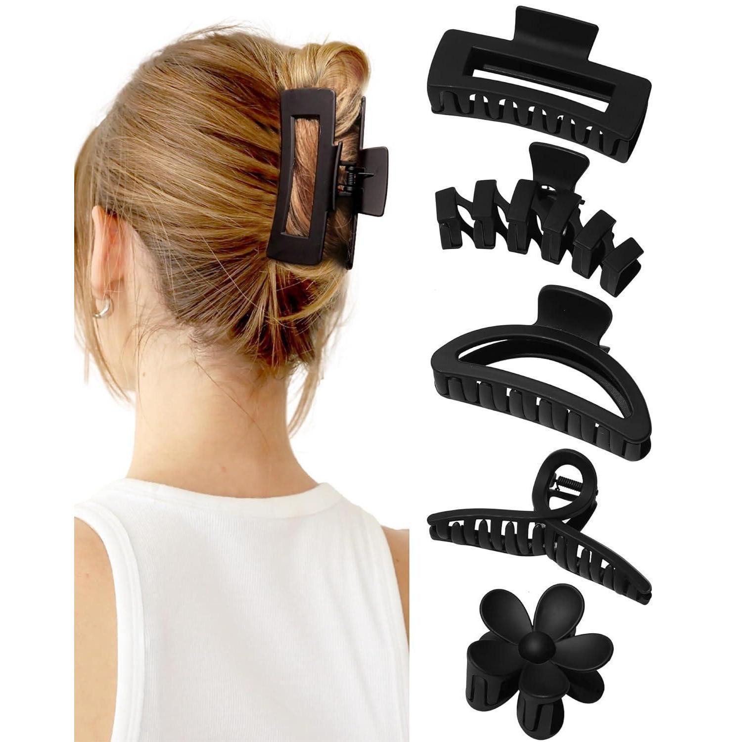 LuxusKollektion Haarklammer Matte Haarspangen Damen Set 5 Stück Große Haarklammern für Dickes Haar