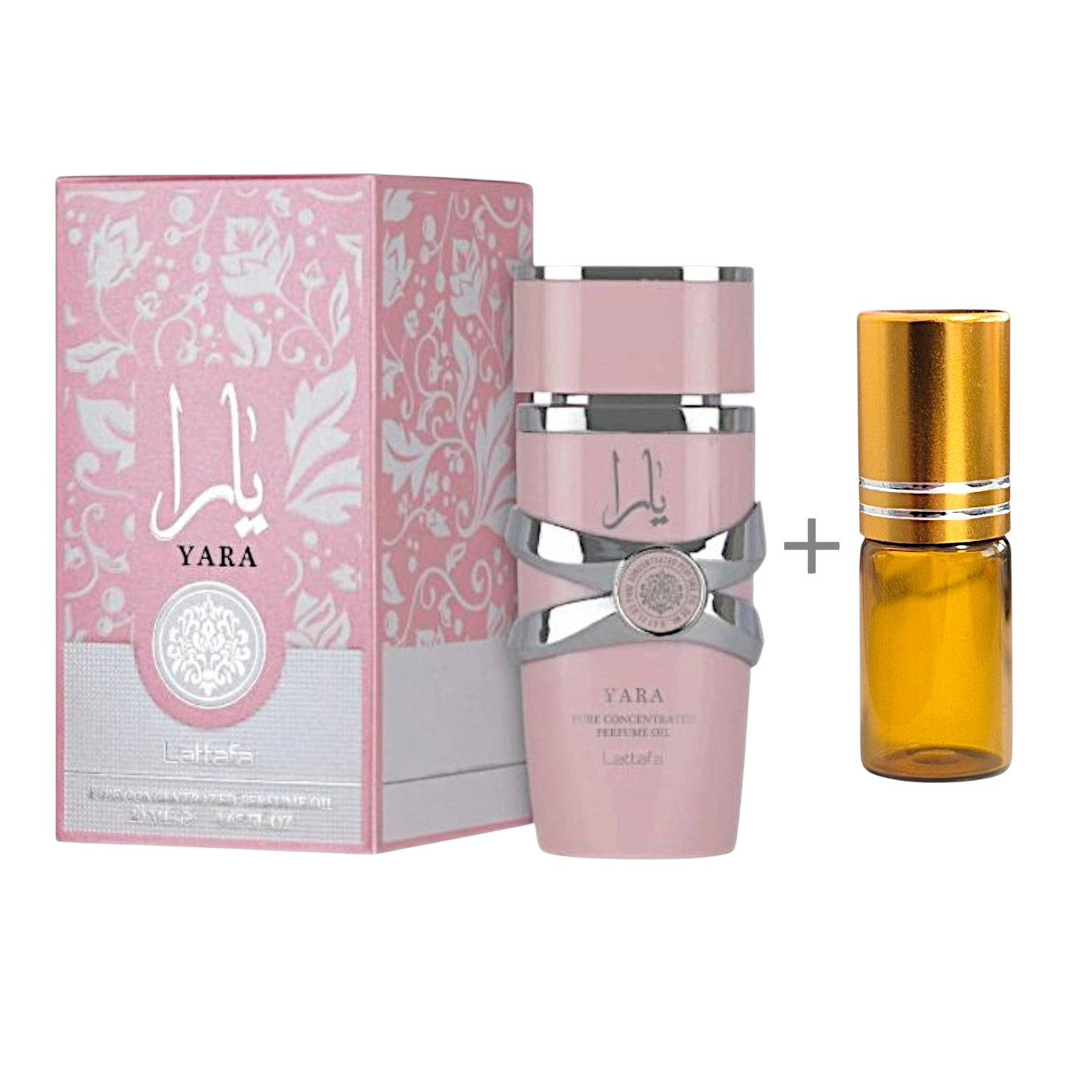 Lattafa Duft-Set Parfümöl Candy, Moi, Tous, Yara Concentrate Oil 20ml + leerer Roll-On, 1-tlg.