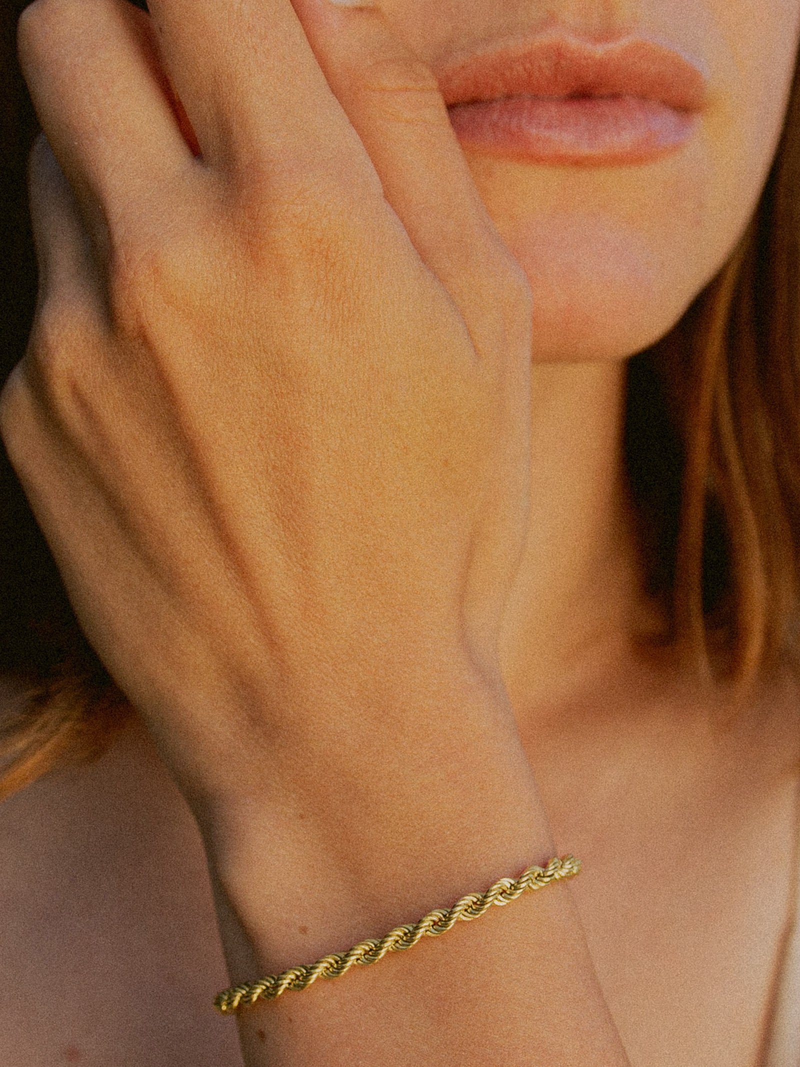 modabilé Goldarmband Armband Kordelkette hohl 3,8mm 585 Echtgold, Herren Armkettchen 18,5cm, Armkette Made in Germany
