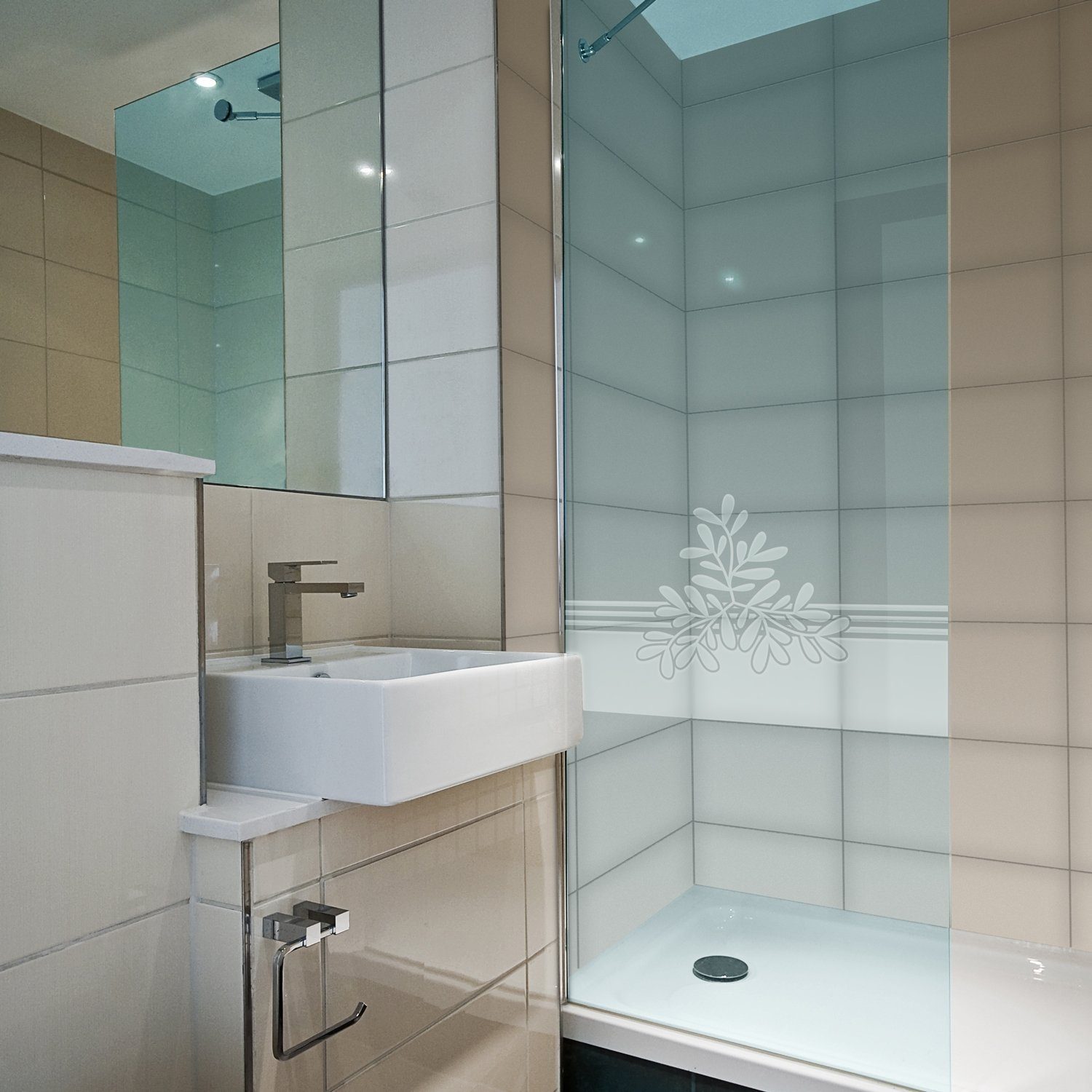 atFoliX Fensterdekoration Glasdekorfolie Dreizweig - klein