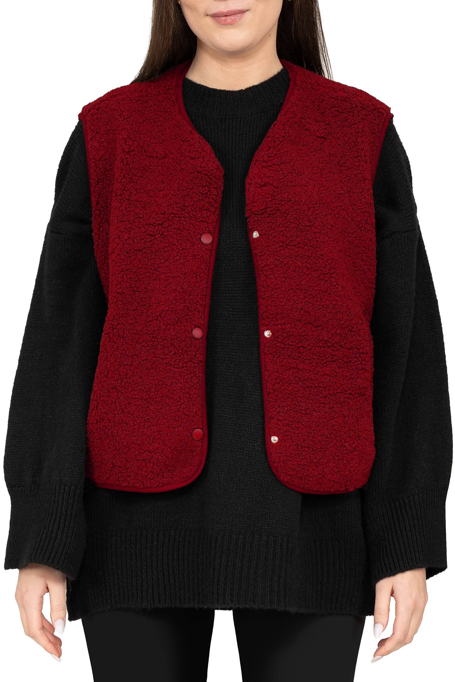 Reichstadt Plüschweste Damen Relaxed Fit Teddy Weste 25RSW098 (1-tlg) Modische ärmellose Jacke in angesagter Teddy-Optik