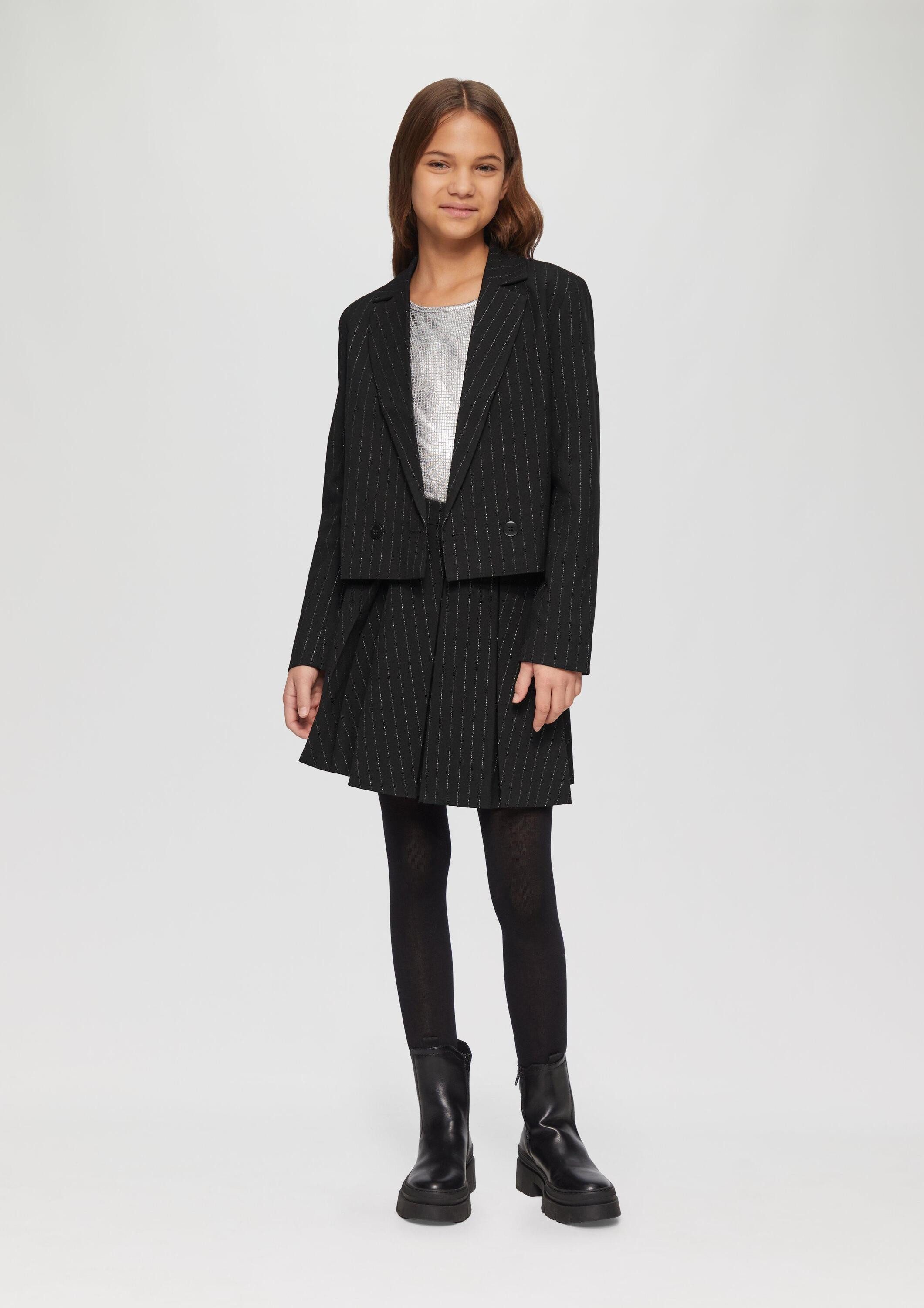 s.Oliver Jackenblazer Indoor-Blazer Verkürzter Blazer mit Glitzer-Nadelstreifen