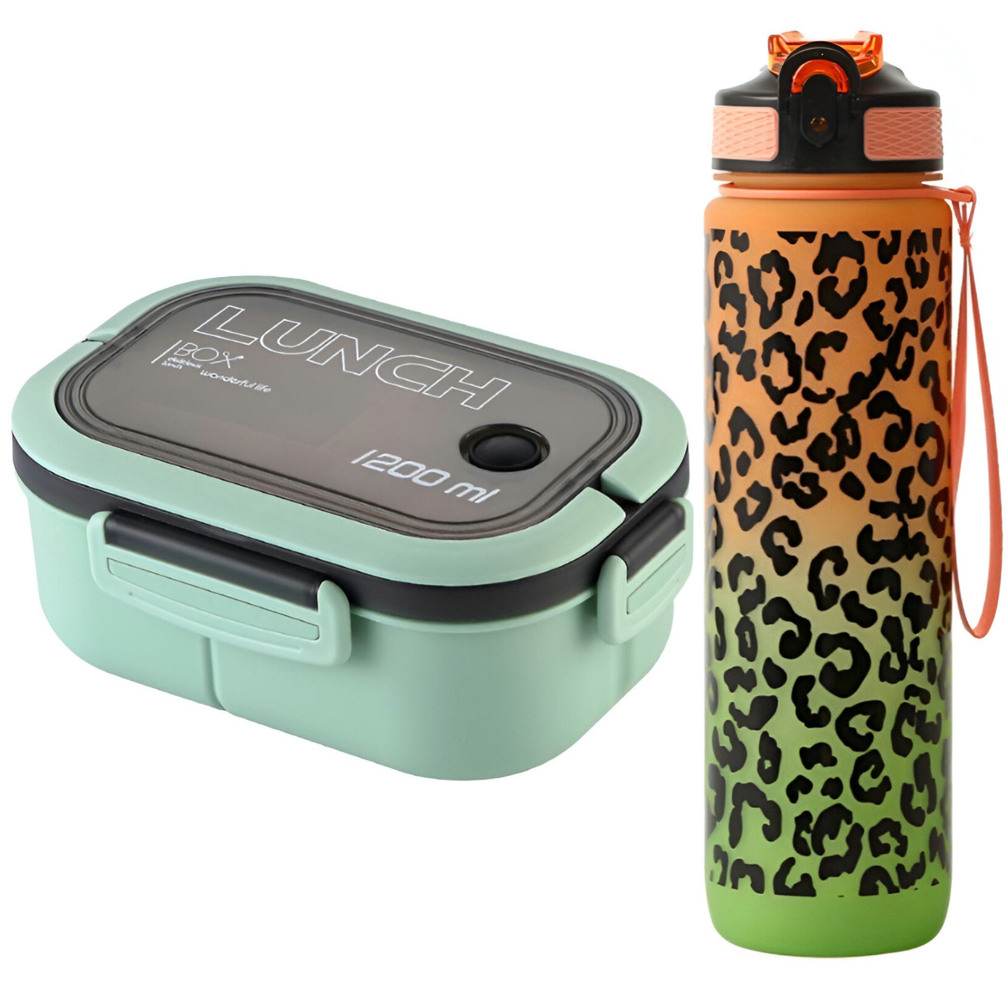 WS-Trend Lunchbox Lunch 4 tlg Set Brotdose 1200 ml Trinkflasche Flasche 1000 ml Besteck, (4-tlg., Spar-Set)