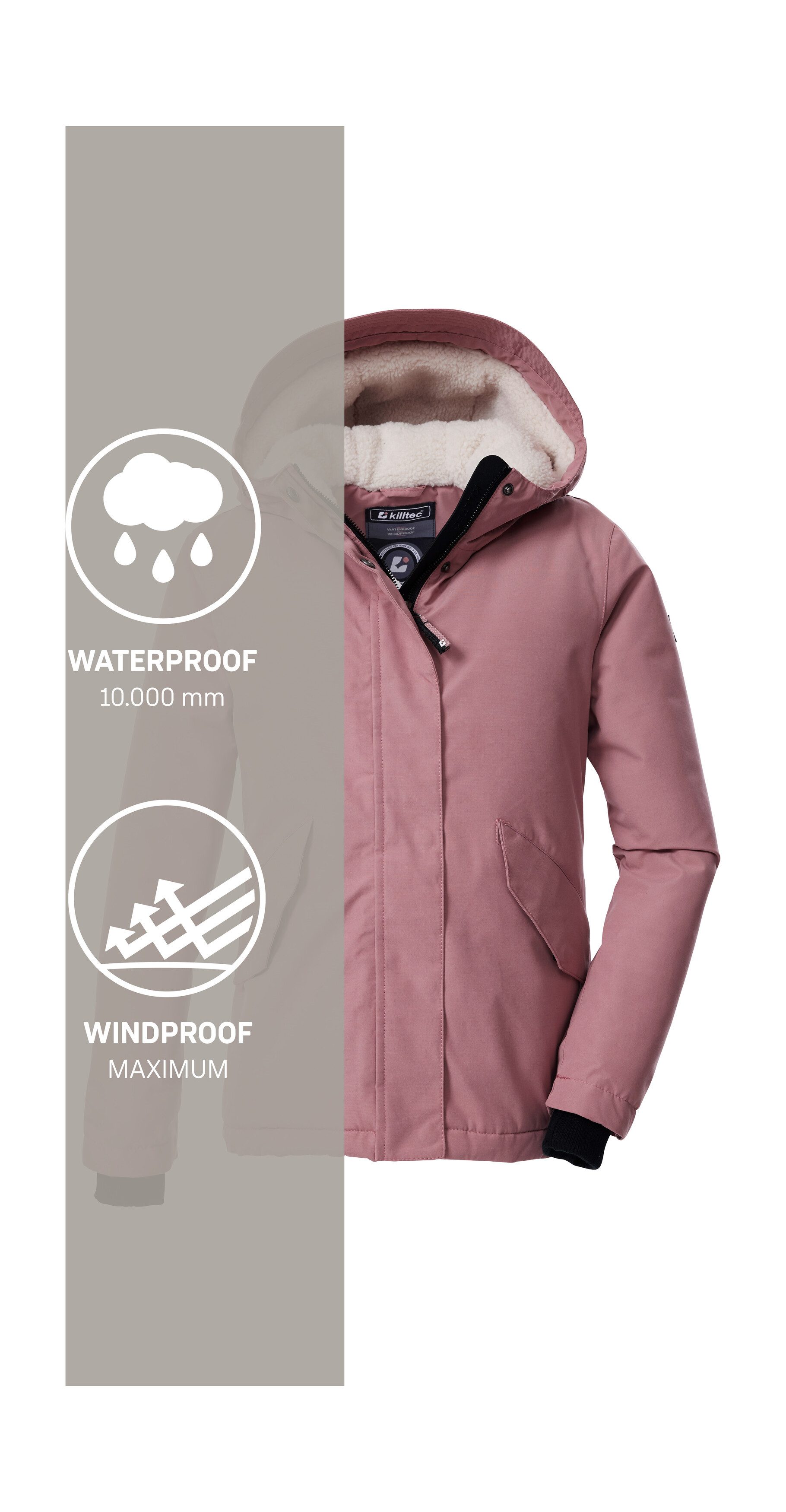 Killtec Funktionsjacke KOW 235 GRLS JCKT Wind- und wasserdichte Kids-Jacke mit Teddyfell und Teflon EcoElite™