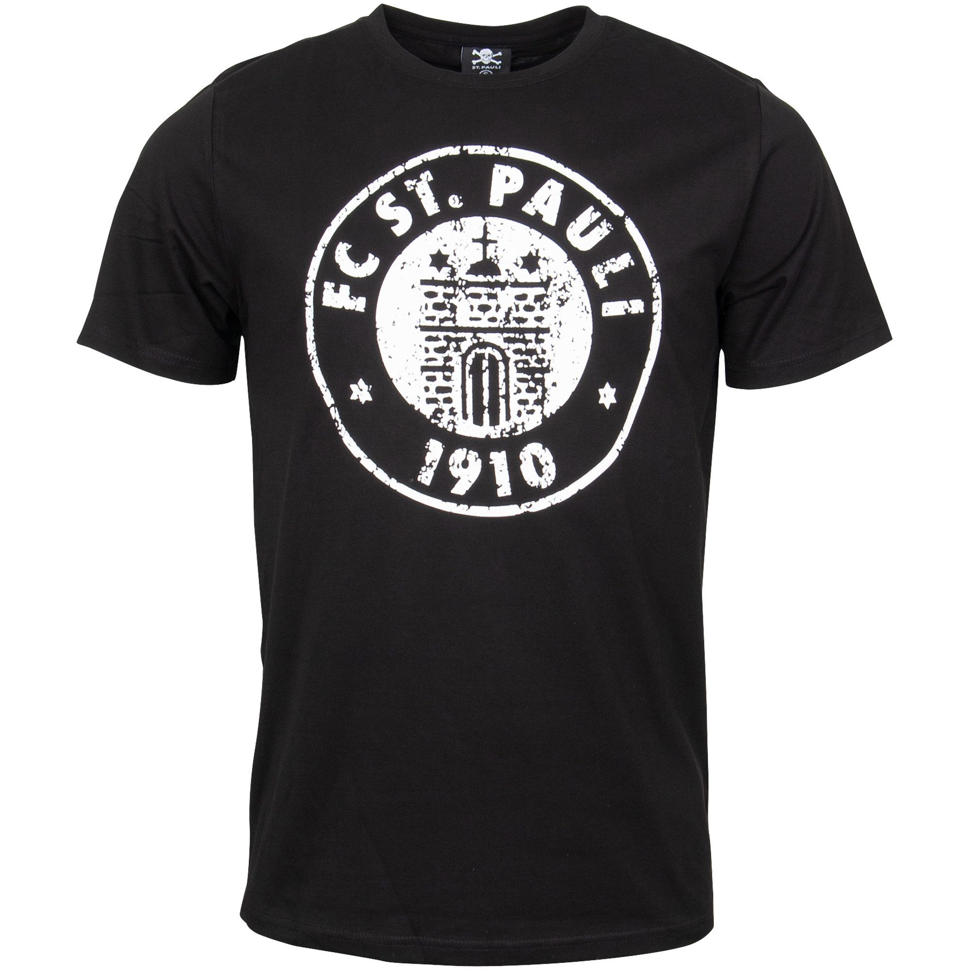 FC St. Pauli Print-Shirt FC St. Pauli - T-Shirt Logo Schwarz/Weiß - schwarz