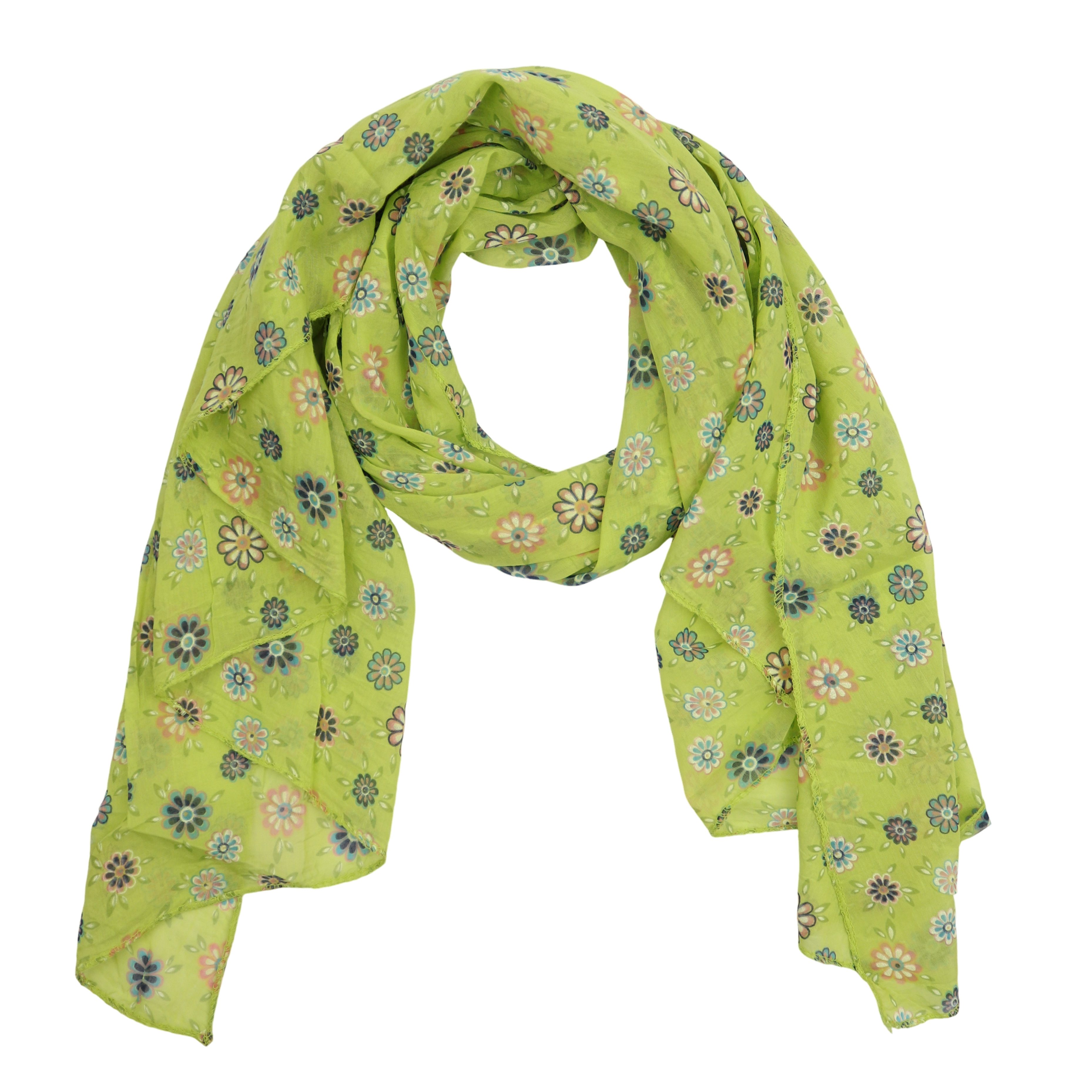 MIRROSI Modeschal Asymmetrischer Schal, Made in Italy 20% Seide 80% Baumwolle, (ca. 170x77cm; Leicht und bequem, Blumen Print), Damen Halstuch ideal für Frühling, Sommer und Herbst