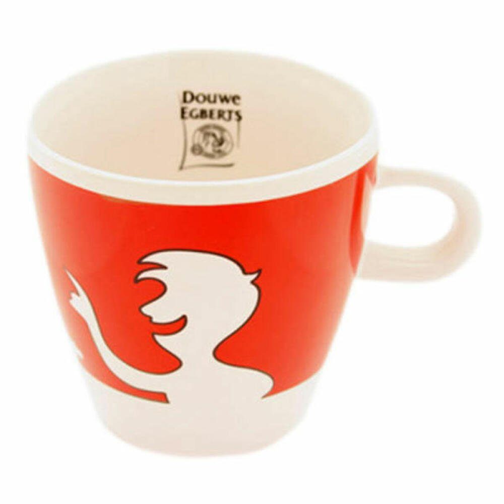Becher Kaffeebecher mit Henkel, weiß - rot, 260 ml