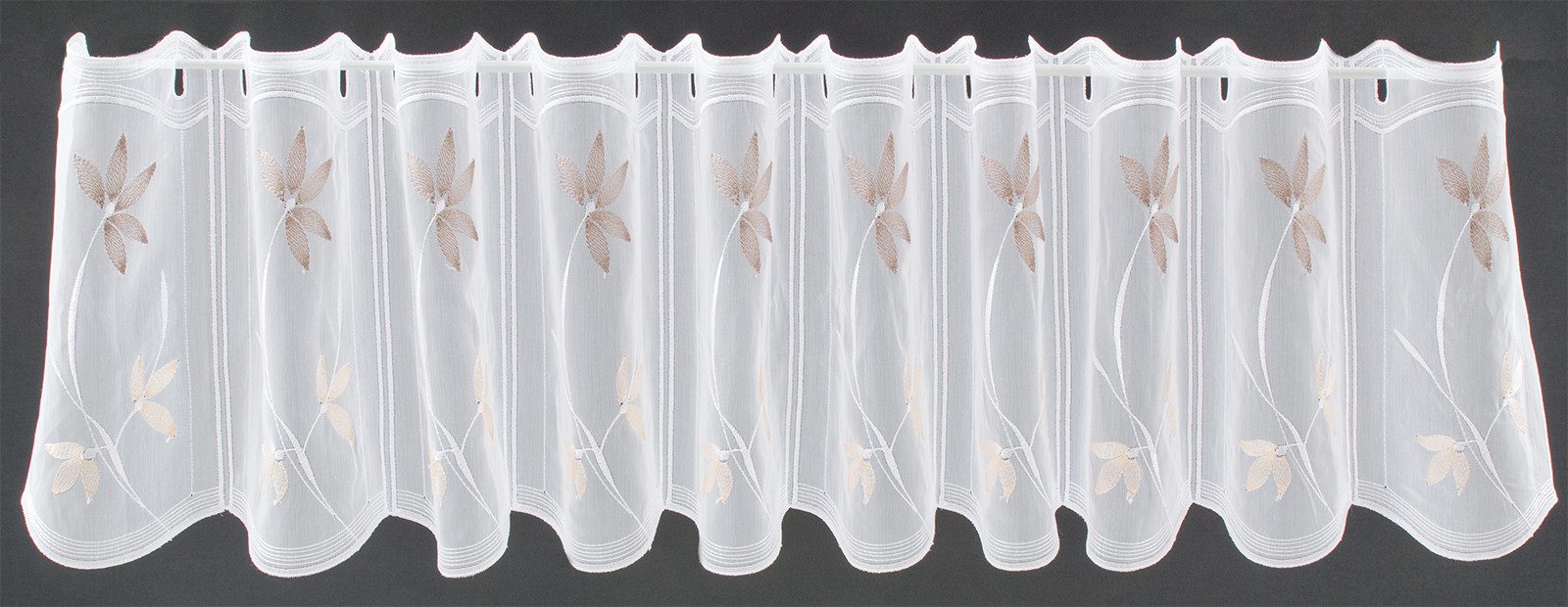 Gardinen Kranzusch Scheibengardine mit Blumenmuster bestickt (1 St), Stangendurchzug, transparent, Stablöcher,transparent,verschiedene Höhen, Breiten