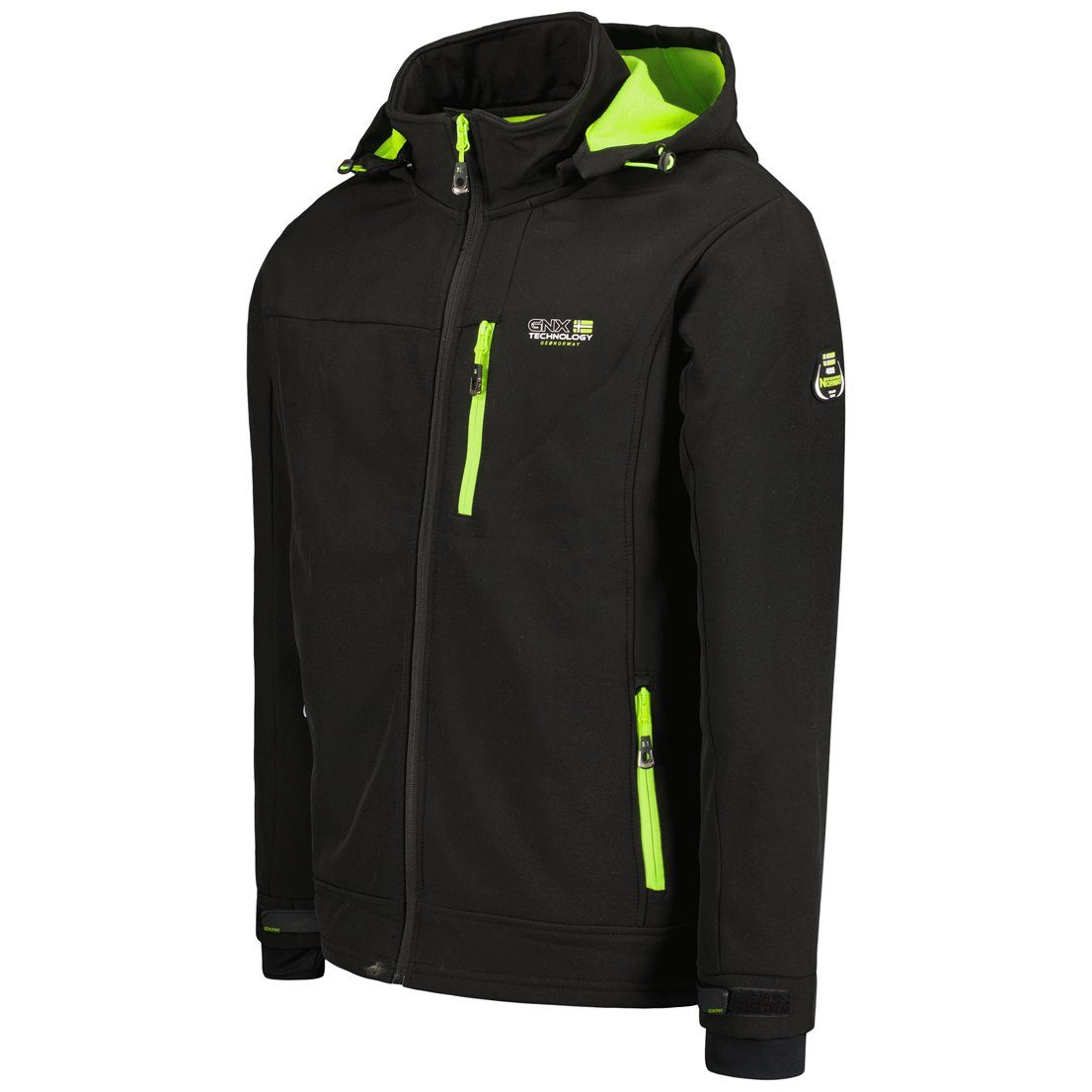 Geographical Norway Softshelljacke Herren Freizeitjacke Sport Outdoor Wander Trekking Jacke in Unifarbe, mit Stehkragen, mit abnehmbarer Kapuze
