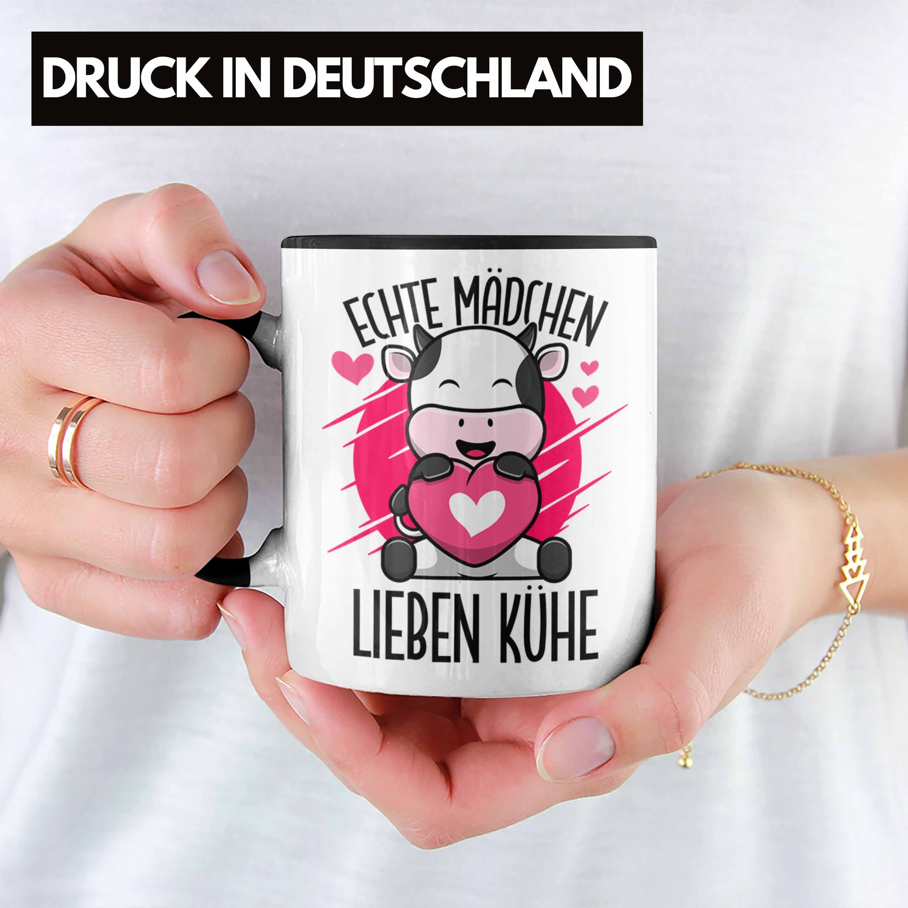 Lustige Trendation Schwarz Geschenkidee für Tasse Tasse Liebhaber Mädchen Kuh Kühe