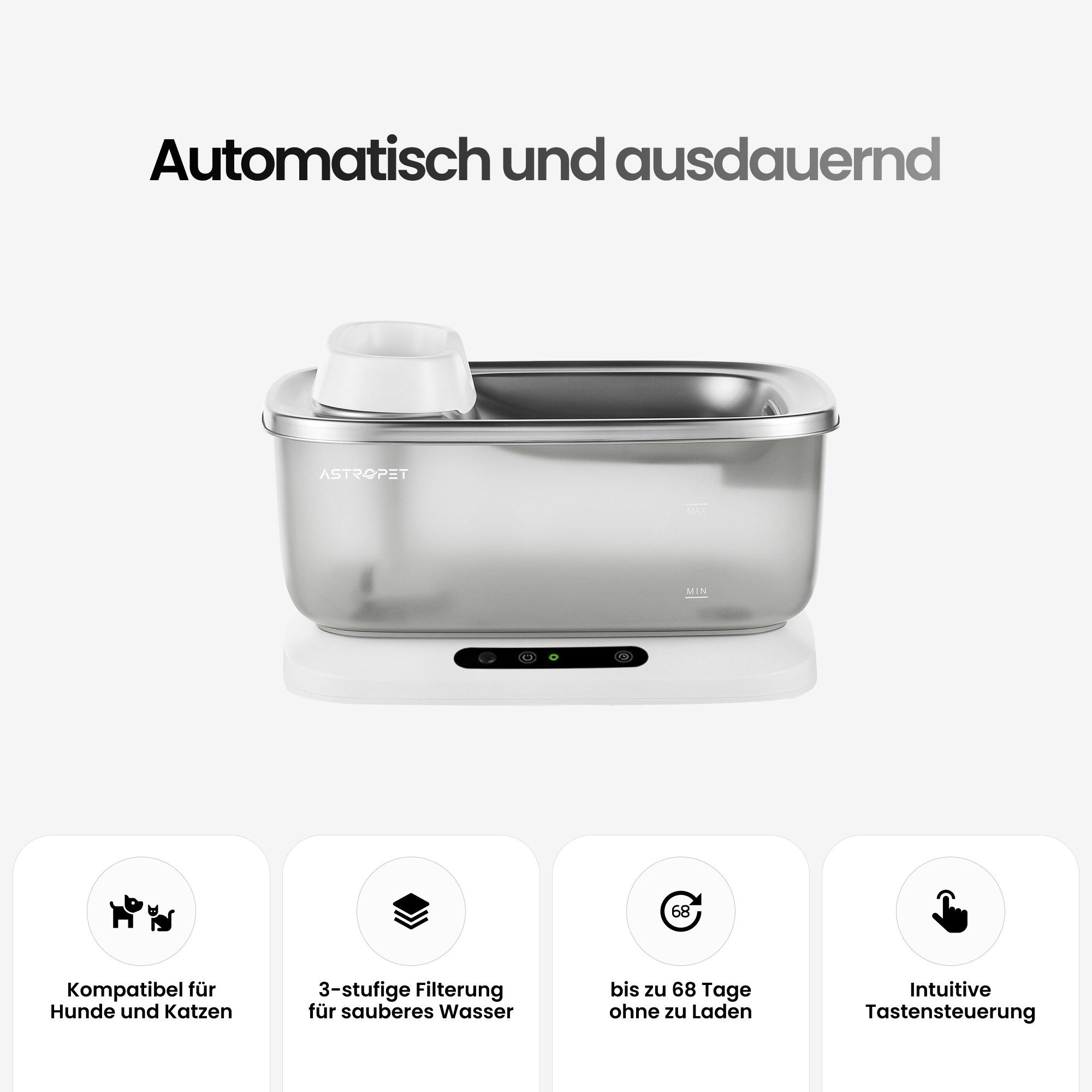 AstroPet Trinkbrunnen Haustier-Trinkbrunnen XL Poseidon Kabel + Kabellos, 7 günstig online kaufen