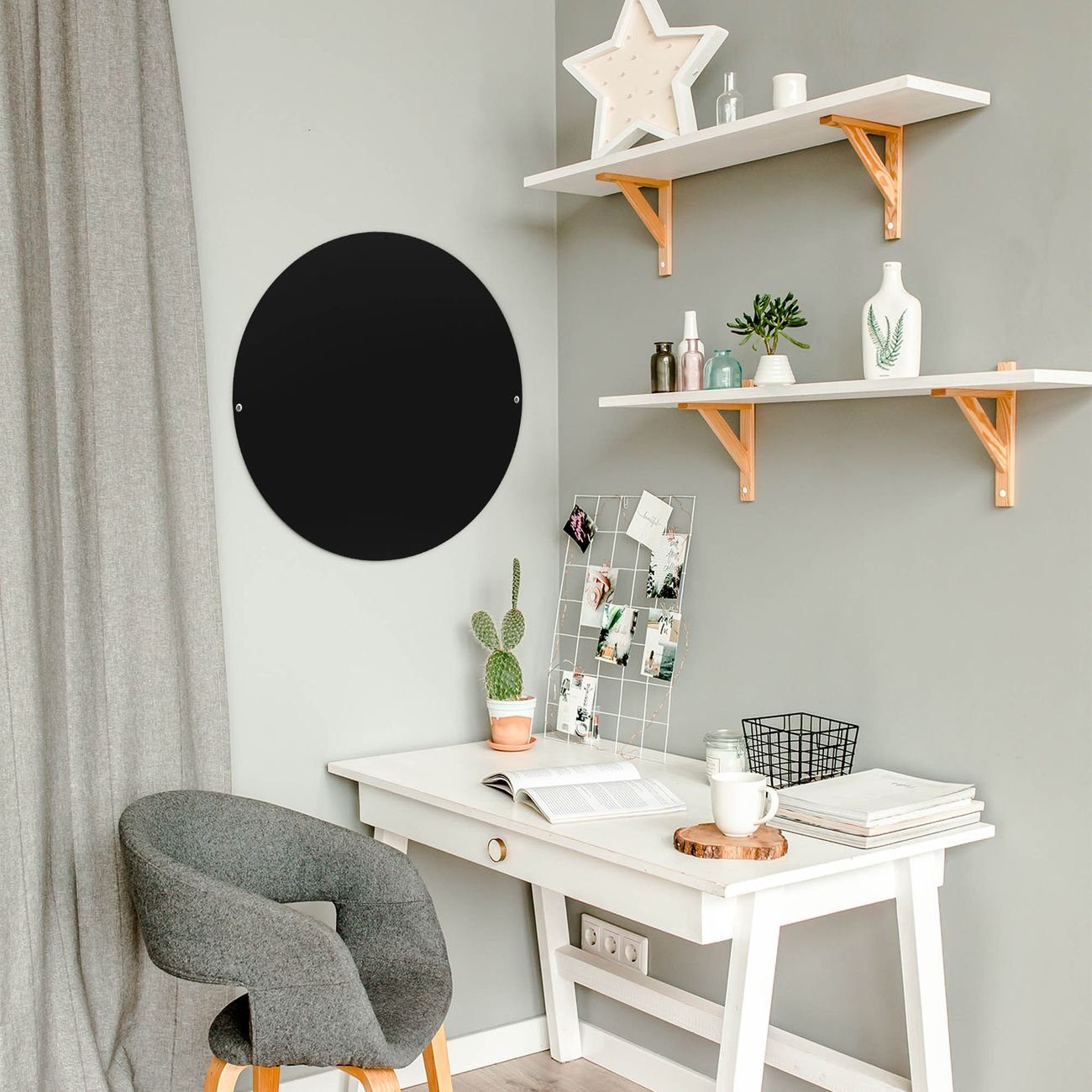 banjado Wandtafel Stahl Rund, (inkl. 4 günstig online kaufen
