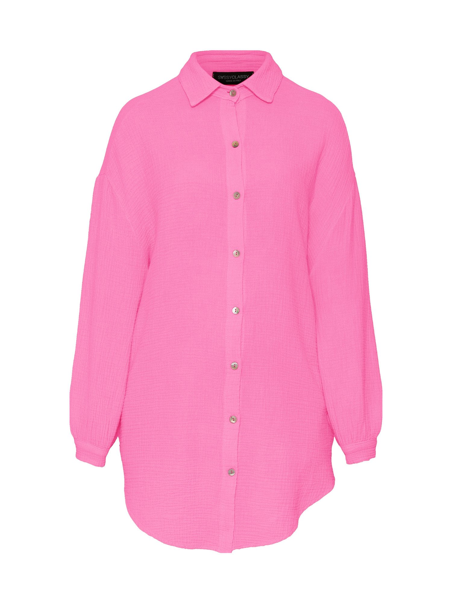 SASSYCLASSY Longbluse Oversize Musselin Bluse Damen günstig online kaufen