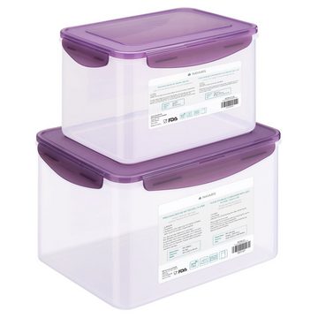 Navaris Lunchbox Set: 9l & 4,8l Vorratsdose mit Deckel - Frischhaltebox aus Kunststoff, Polypropylen, (2-tlg)