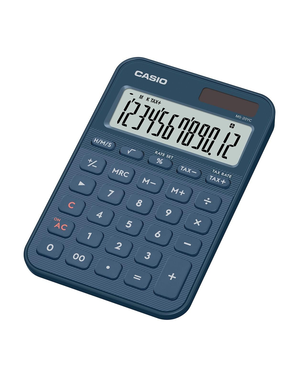 CASIO Taschenrechner MS-20YC, Solar-/Batteriebetrieb, 12-stelliges LC-Display, Rechenfunktionen