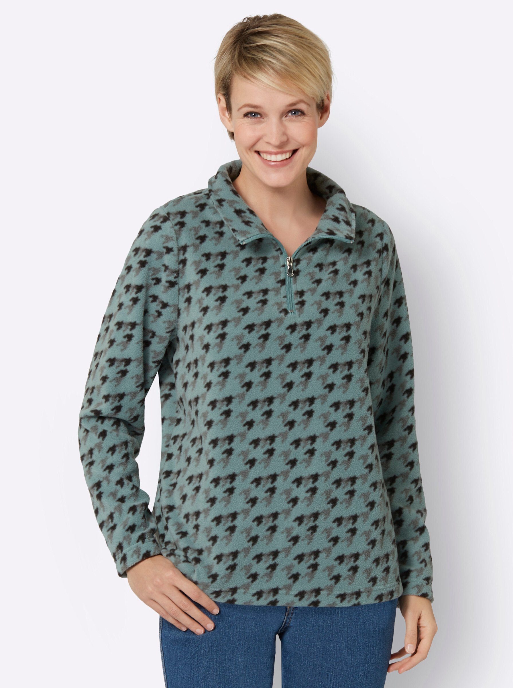 Sieh an! Fleeceshirt Fleece-Shirt Länge ca. 66 cm