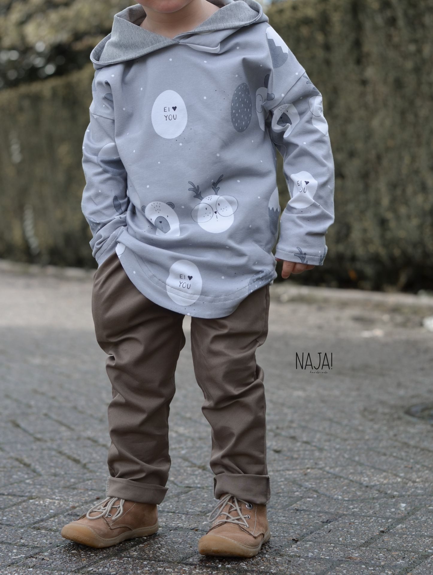 Leylas Welt Stoff Baumwoll Jersey Stoff Ei Love You Ostereier Katzengold Design, Reaktivdruck