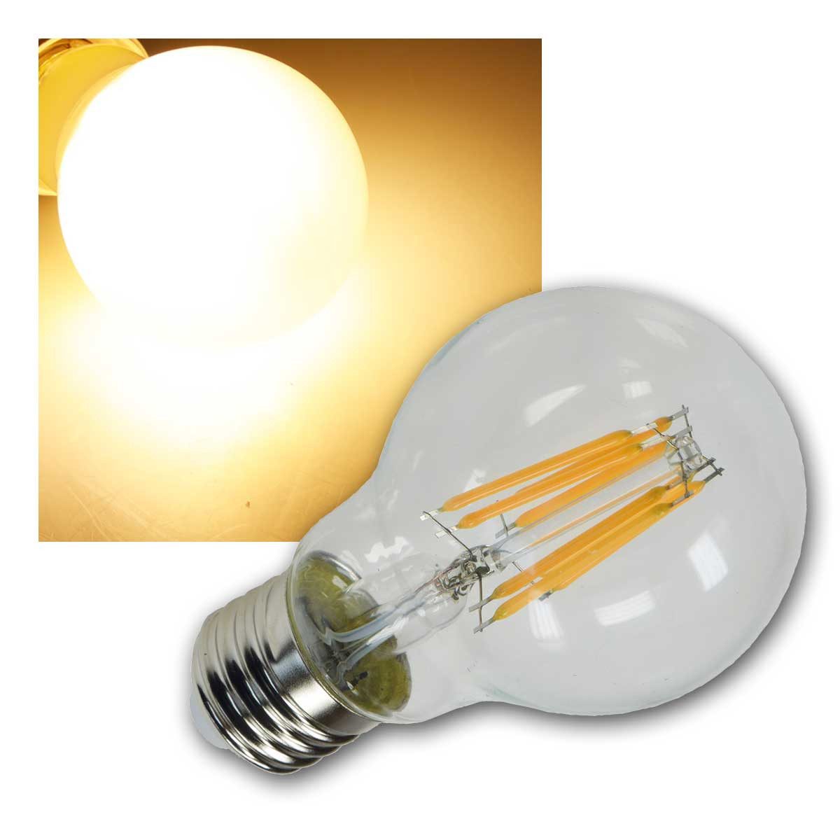 ChiliTec LED-Leuchtmittel E27 Birne klar Filament G60k LED warmweiß 919lm 8W, warmweiß